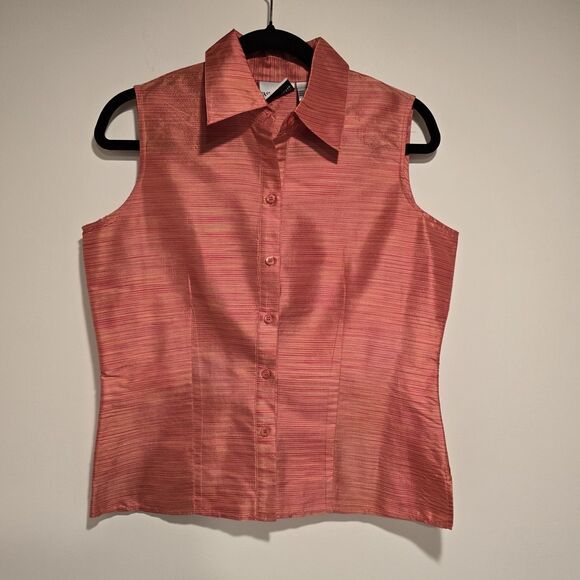 Y2K Vintage 90s Fashion Bug Top 100% Silk Small Womens Pink Sleeveless Preppy - Picture 1 of 8